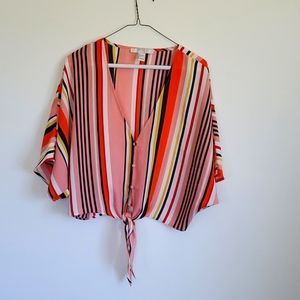 Forever 21 Summer Striped Shirt tie front